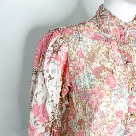 LoveShackFancy Brooke Long Sleeve Blouse Top in Dew Drop Floral Print Sz XS - Picture 9 of 15